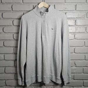 Vineyard Vines Men Gray Saltwater 1/4 Zip Pullover XL Whale Logo Preppy Nautical
